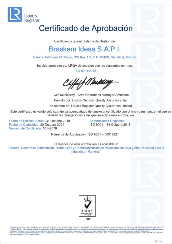 certificado aprobacion